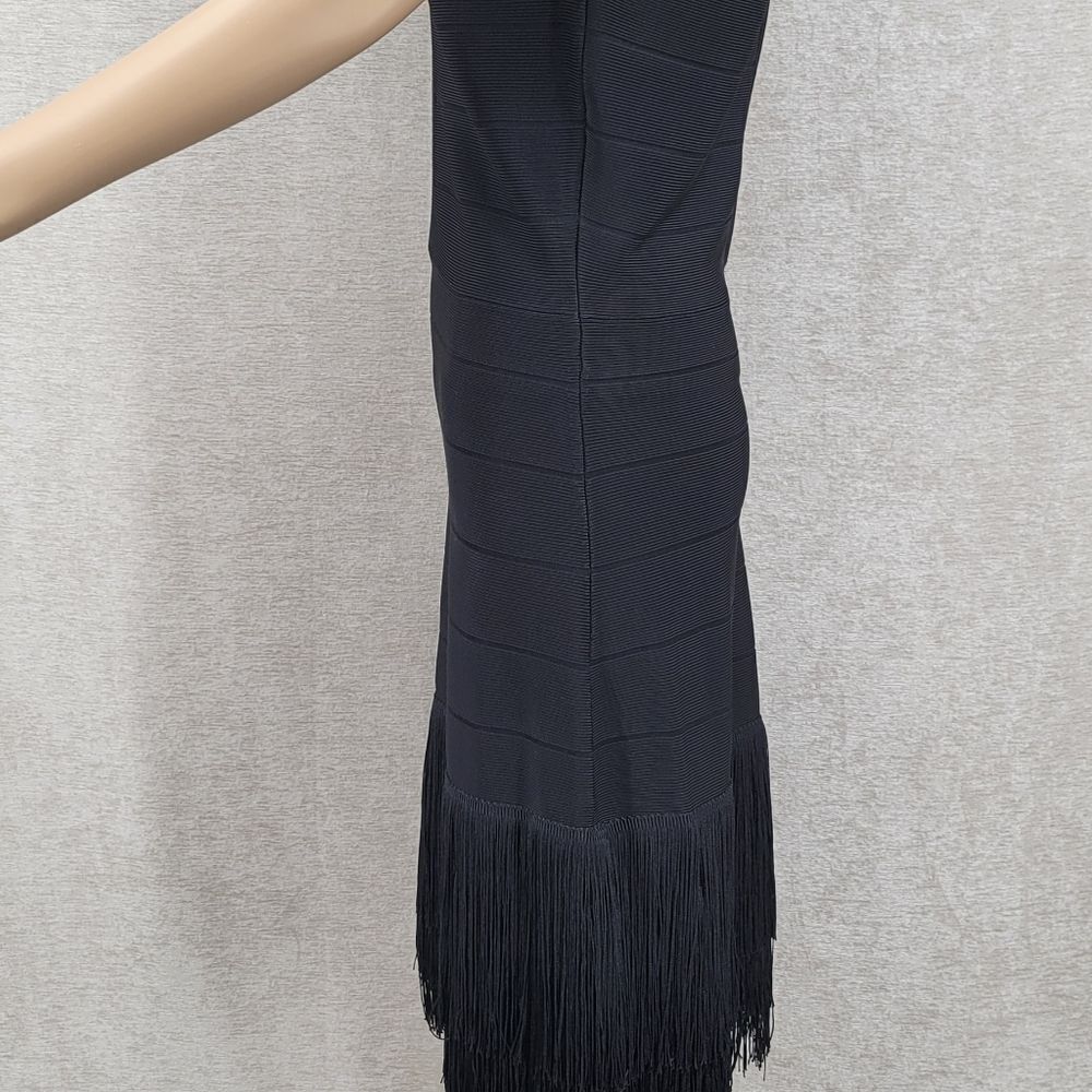 Venus Bandage Black Fringe Sleeveless Dress Gatsby Meets Moden Cocktail - Picture 9 of 16